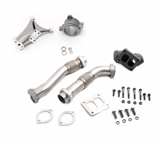 Rudy's Heavy Duty Stainless Steel Bellowed Replacement Turbocharger Up Pipe Kit with Non-EBP Pedestal & Housing For 94-97 7.3 Powerstroke